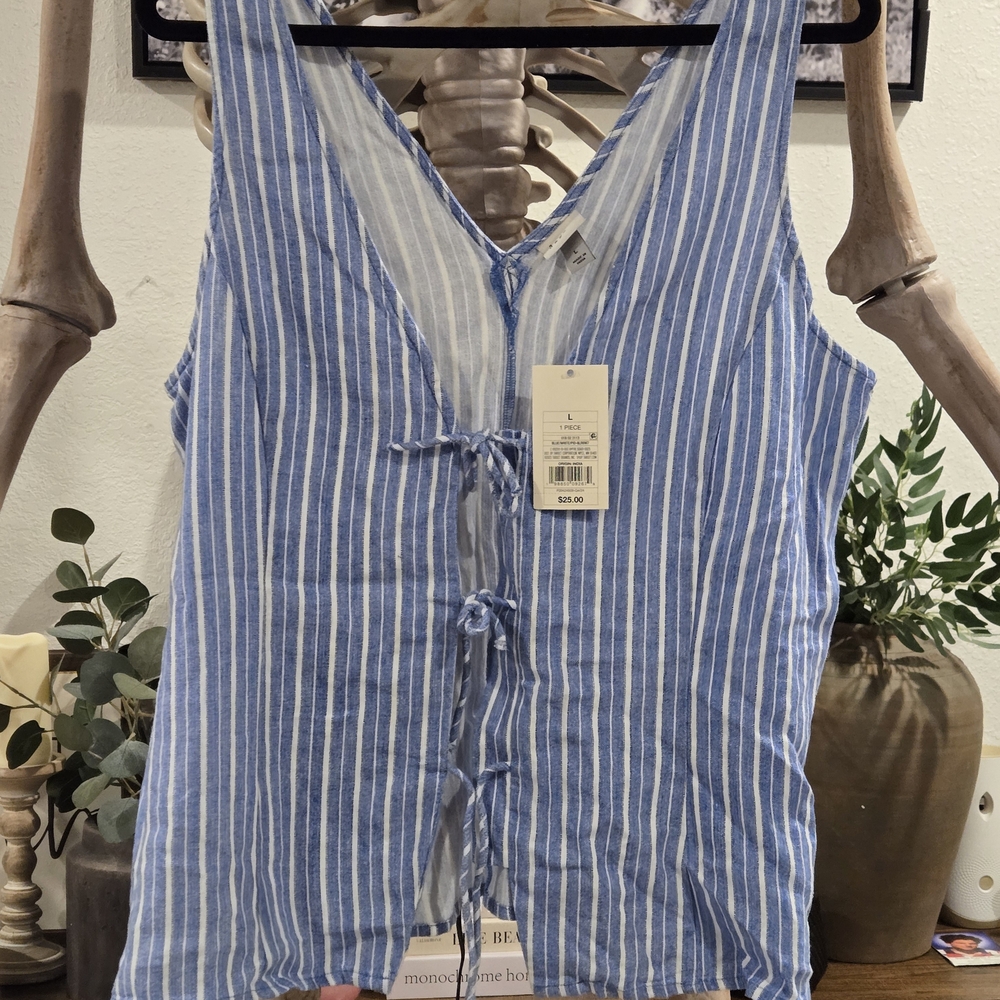 A New Day Blue and White Striped Blouse